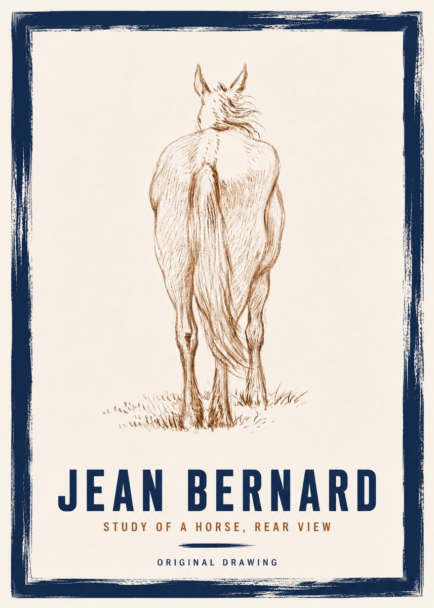 Jean Bernard Study of a Horse, Rear View No6 - Plakát