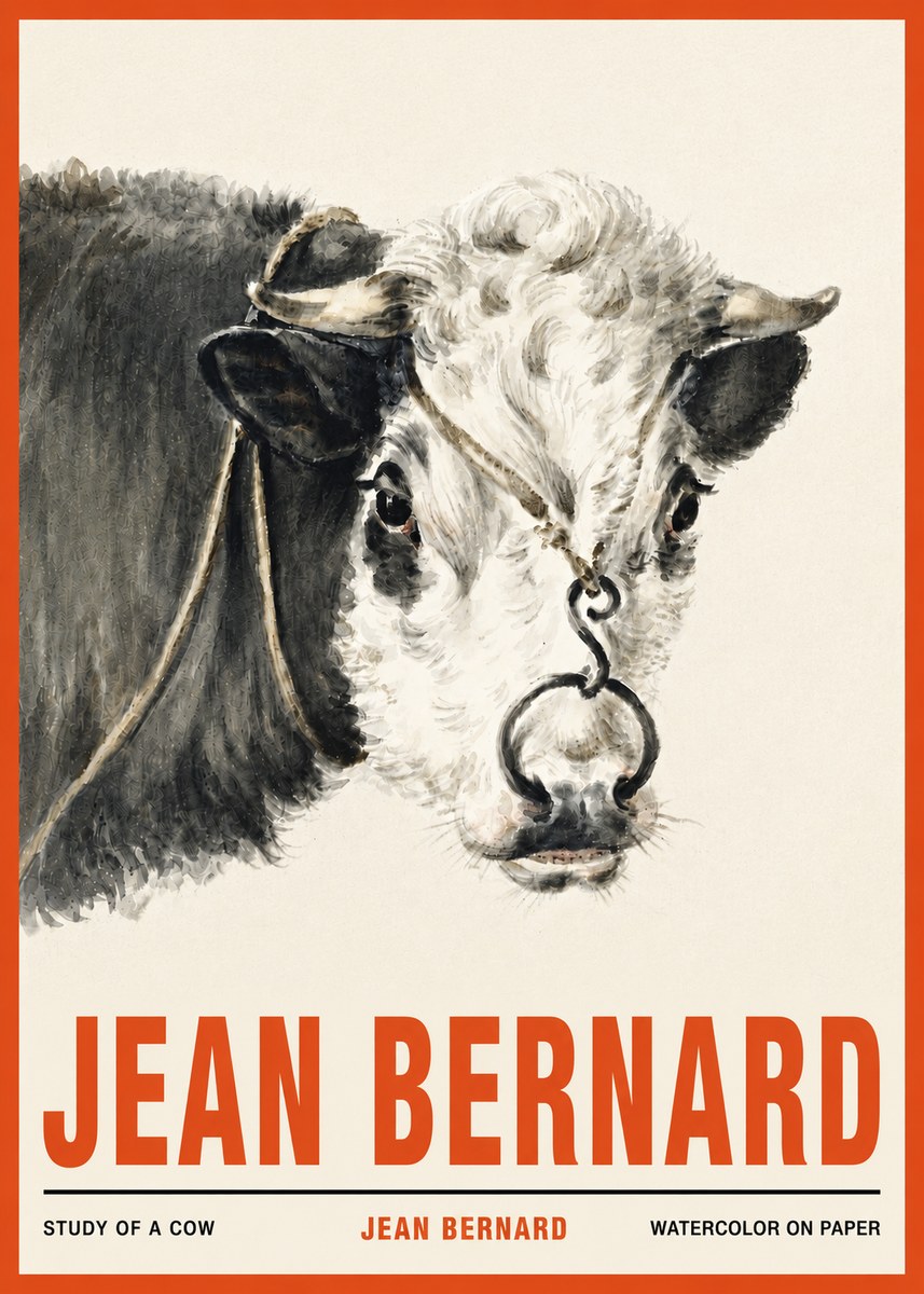 Jean Bernard Study of a Cow I No4 - Plakát