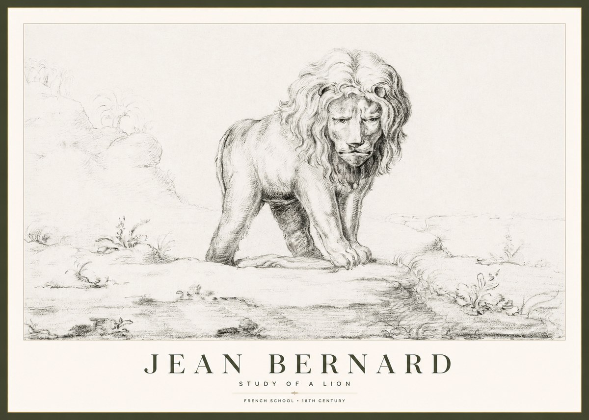 Jean Bernard Study of a Lion I No1 - Plakát