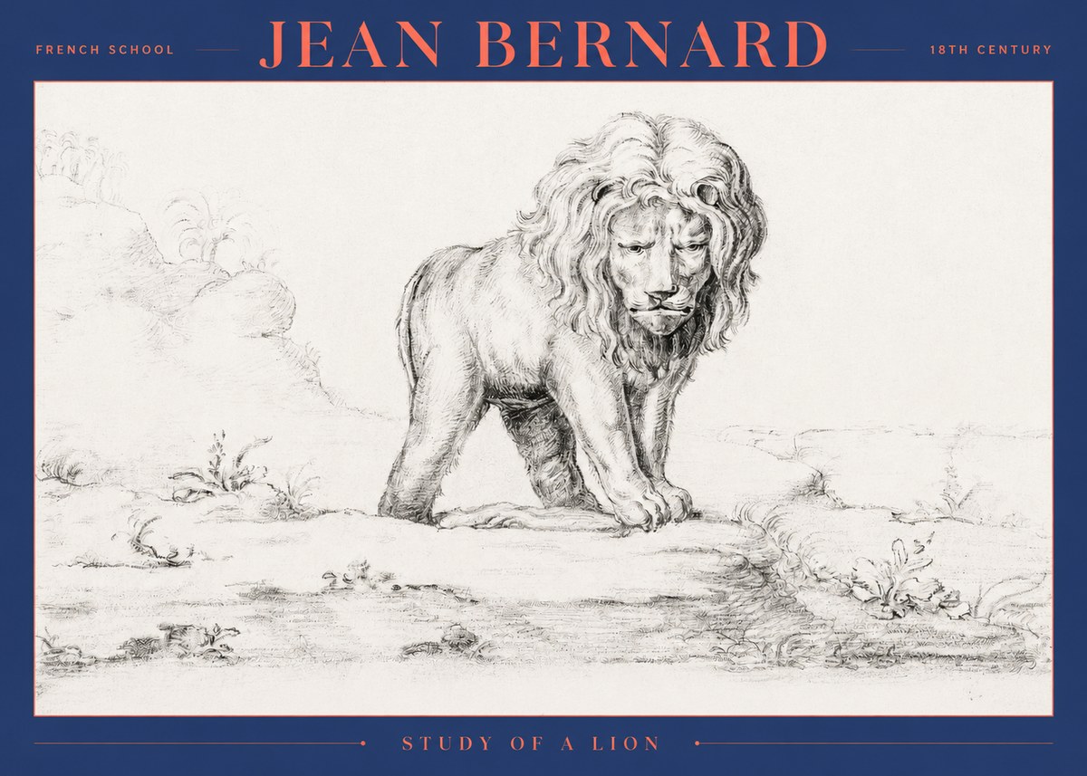 Jean Bernard Study of a Lion I No2 - Plakát