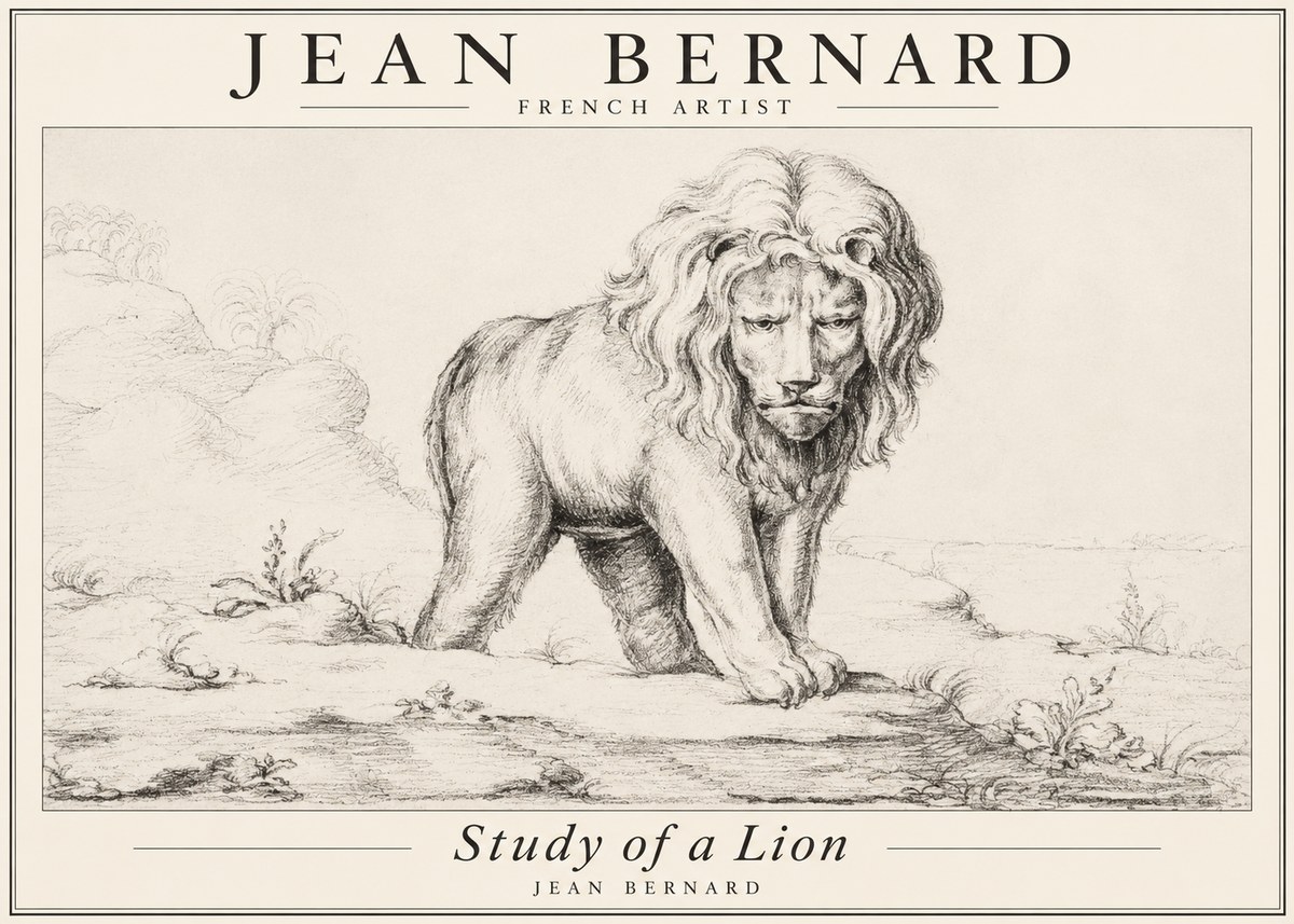 Jean Bernard Study of a Lion I No3 - Plakát