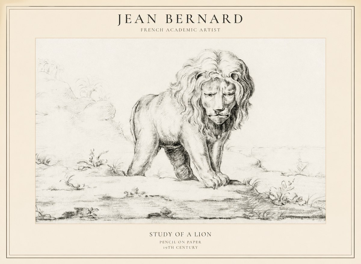 Jean Bernard Study of a Lion I No5 - Plakát