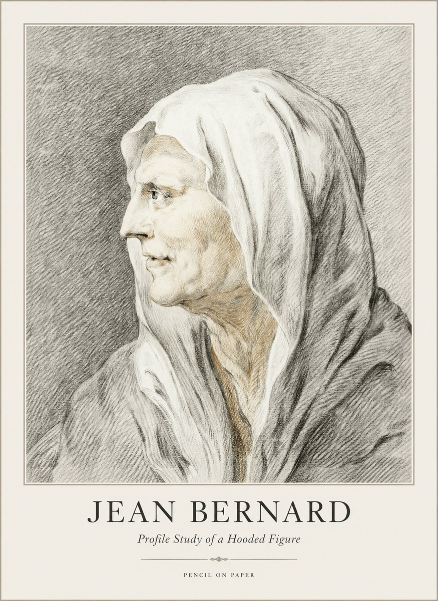 Jean Bernard Profile Study of a Hooded Figure No1 - Plakát