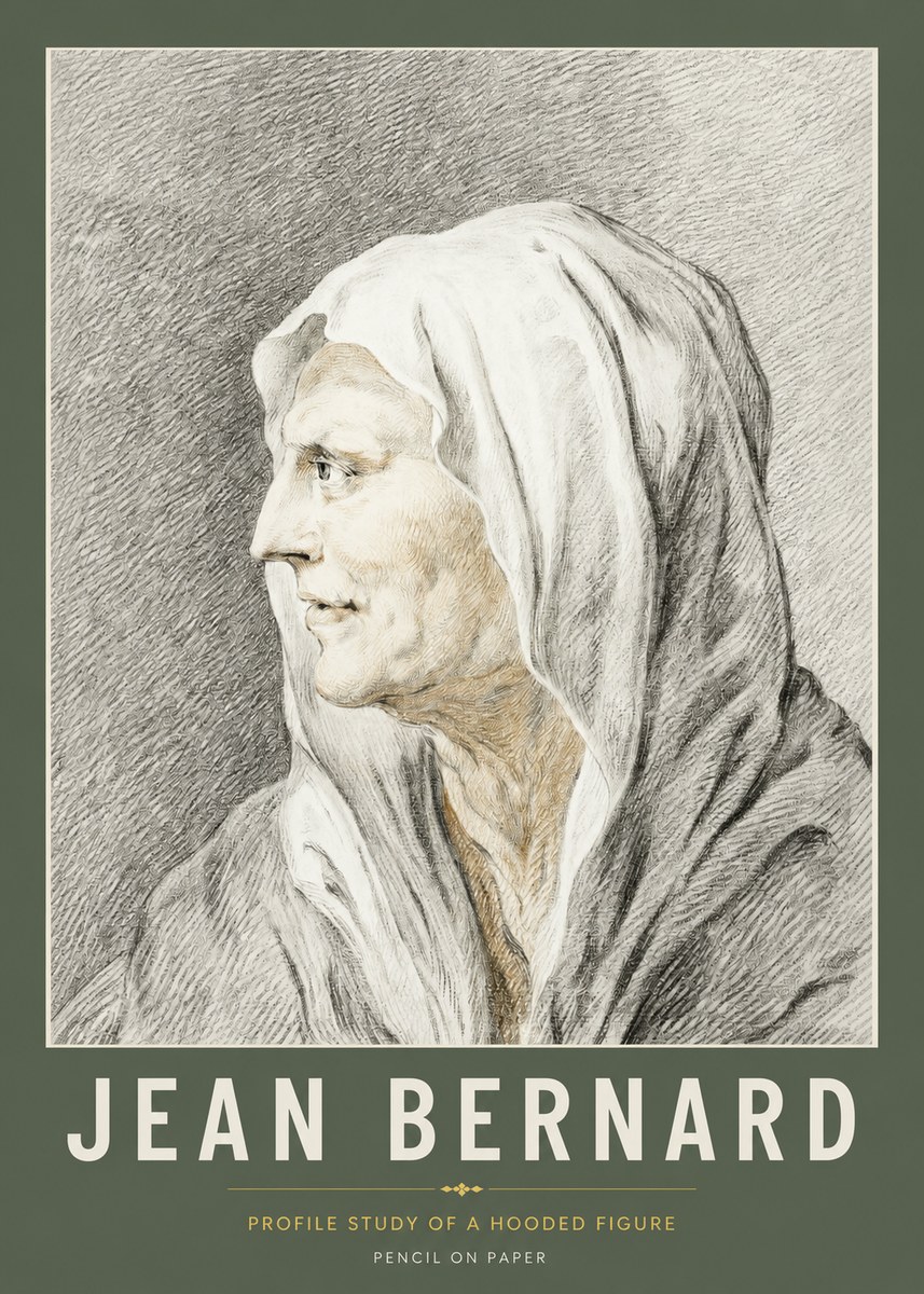 Jean Bernard Profile Study of a Hooded Figure No2 - Plakát