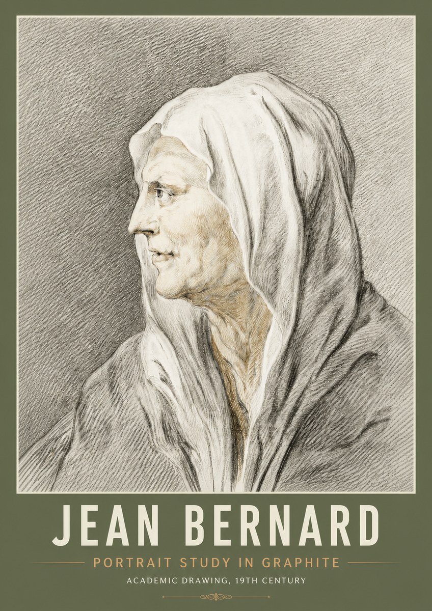 Jean Bernard Profile Study of a Hooded Figure No6 - Plakát