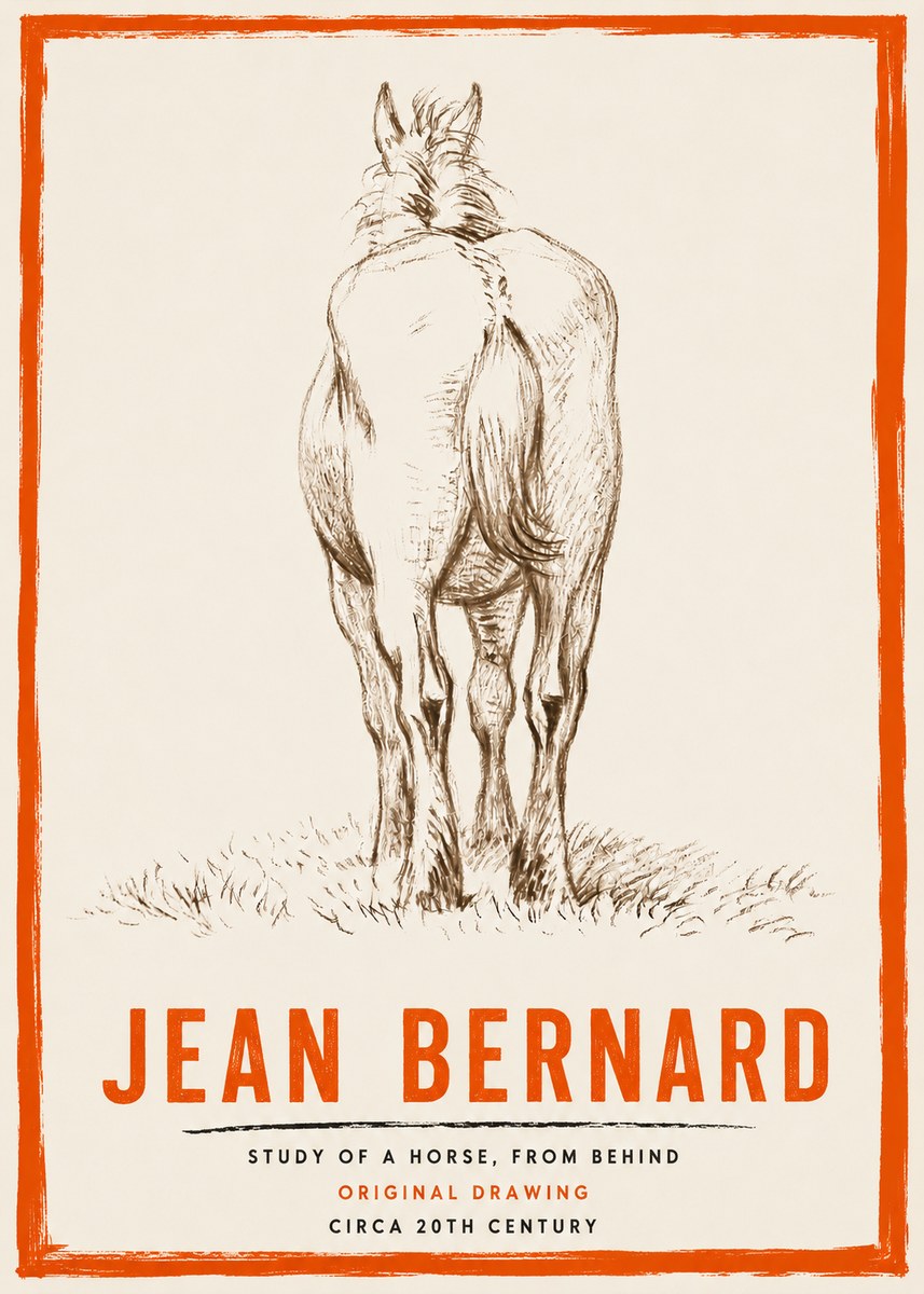 Jean Bernard Horse Study - from Behind No4 - Plakát