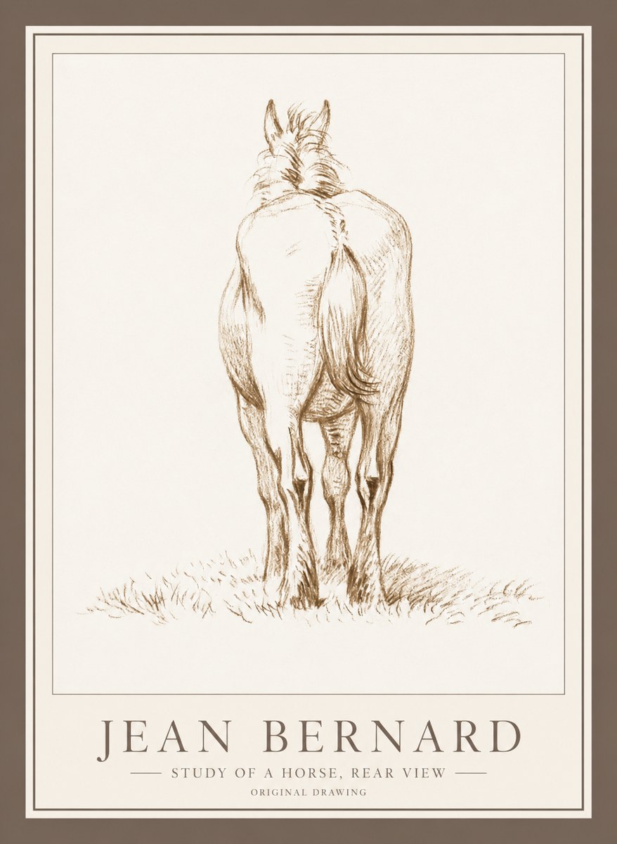 Jean Bernard Horse Study - from Behind No5 - Plakát
