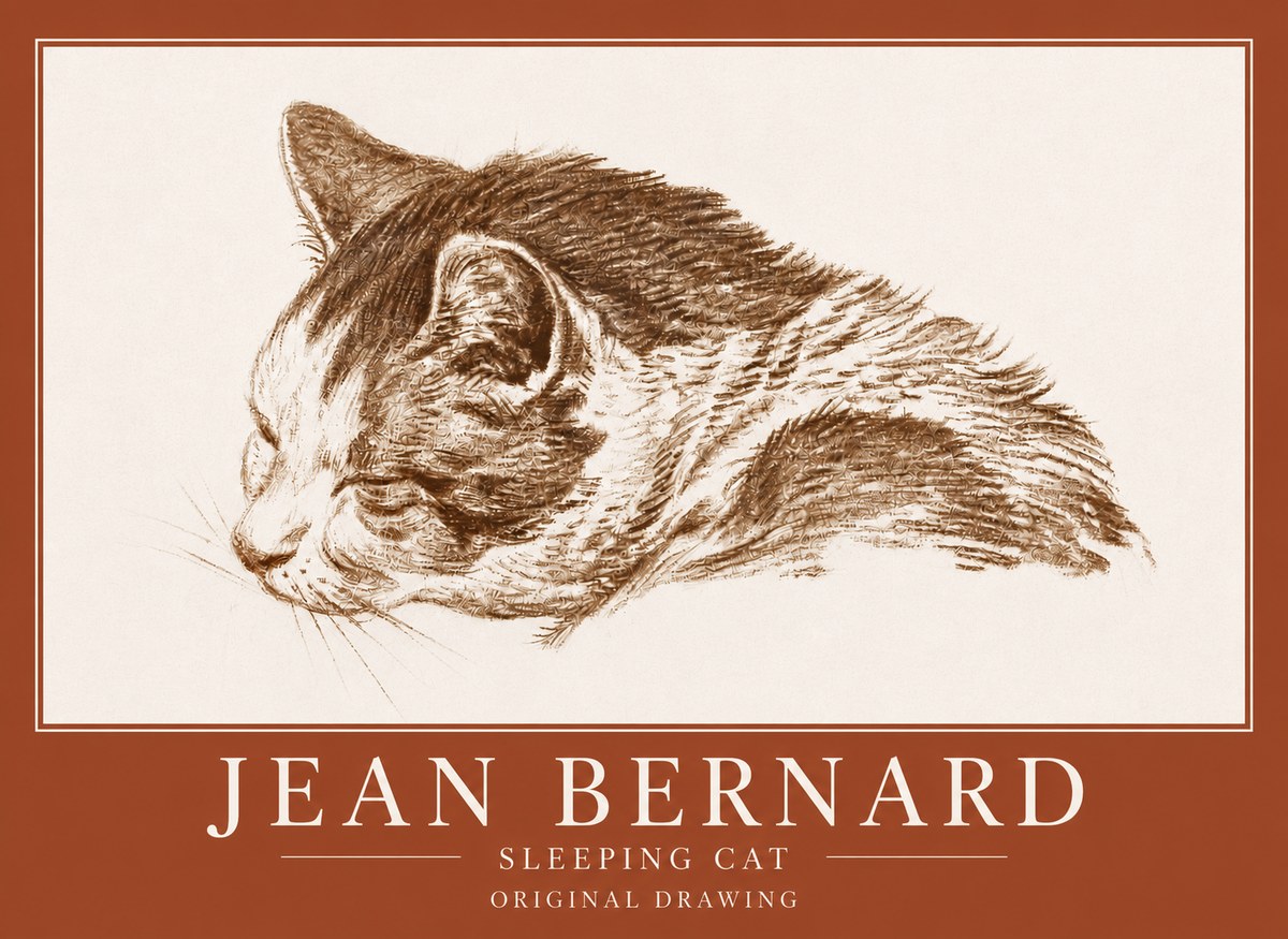Jean Bernard Sleeping Cat II No4 - Plakát