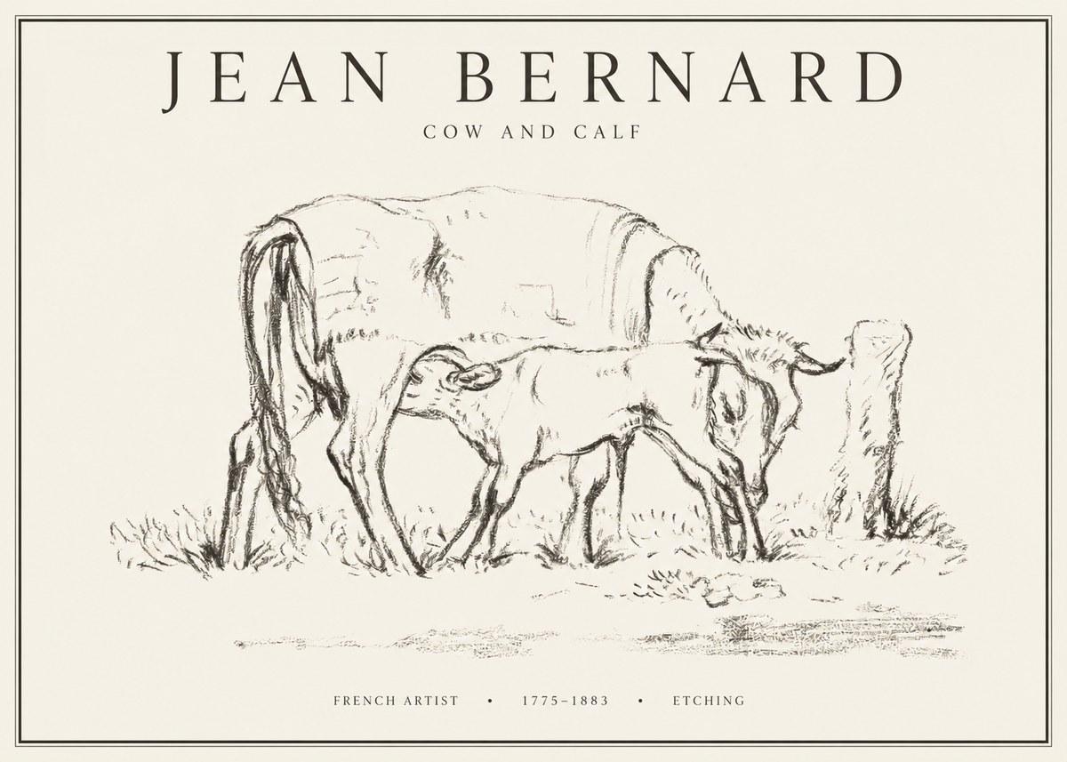 Jean Bernard Cow and Calf I No1 - Plakát