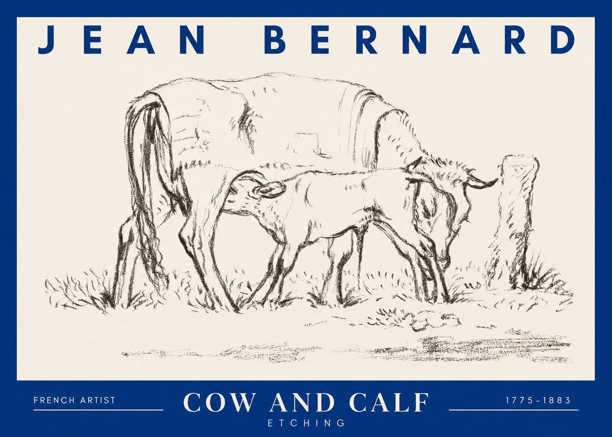 Jean Bernard Cow and Calf I No2 - Plakát