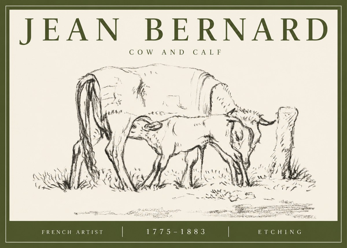 Jean Bernard Cow and Calf I No3 - Plakát