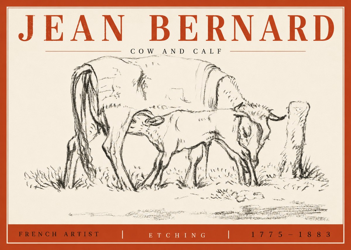 Jean Bernard Cow and Calf I No4 - Plakát
