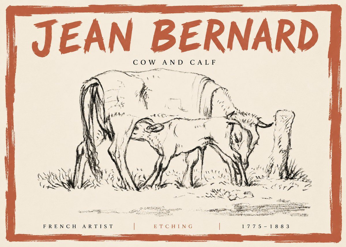 Jean Bernard Cow and Calf I No5 - Plakát