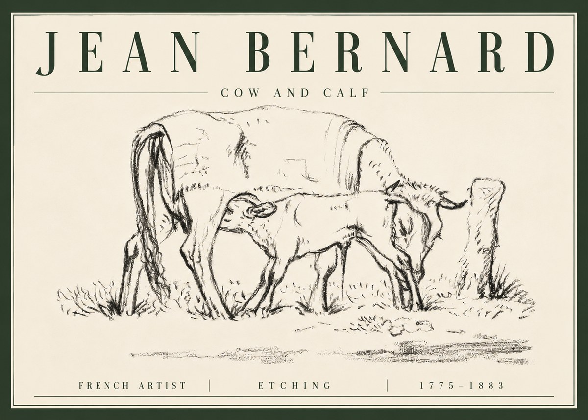 Jean Bernard Cow and Calf I No6 - Plakát