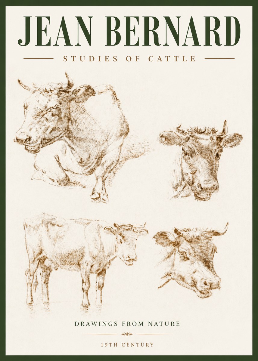 Jean Bernard Studies of Cattle II No2 - Plakát
