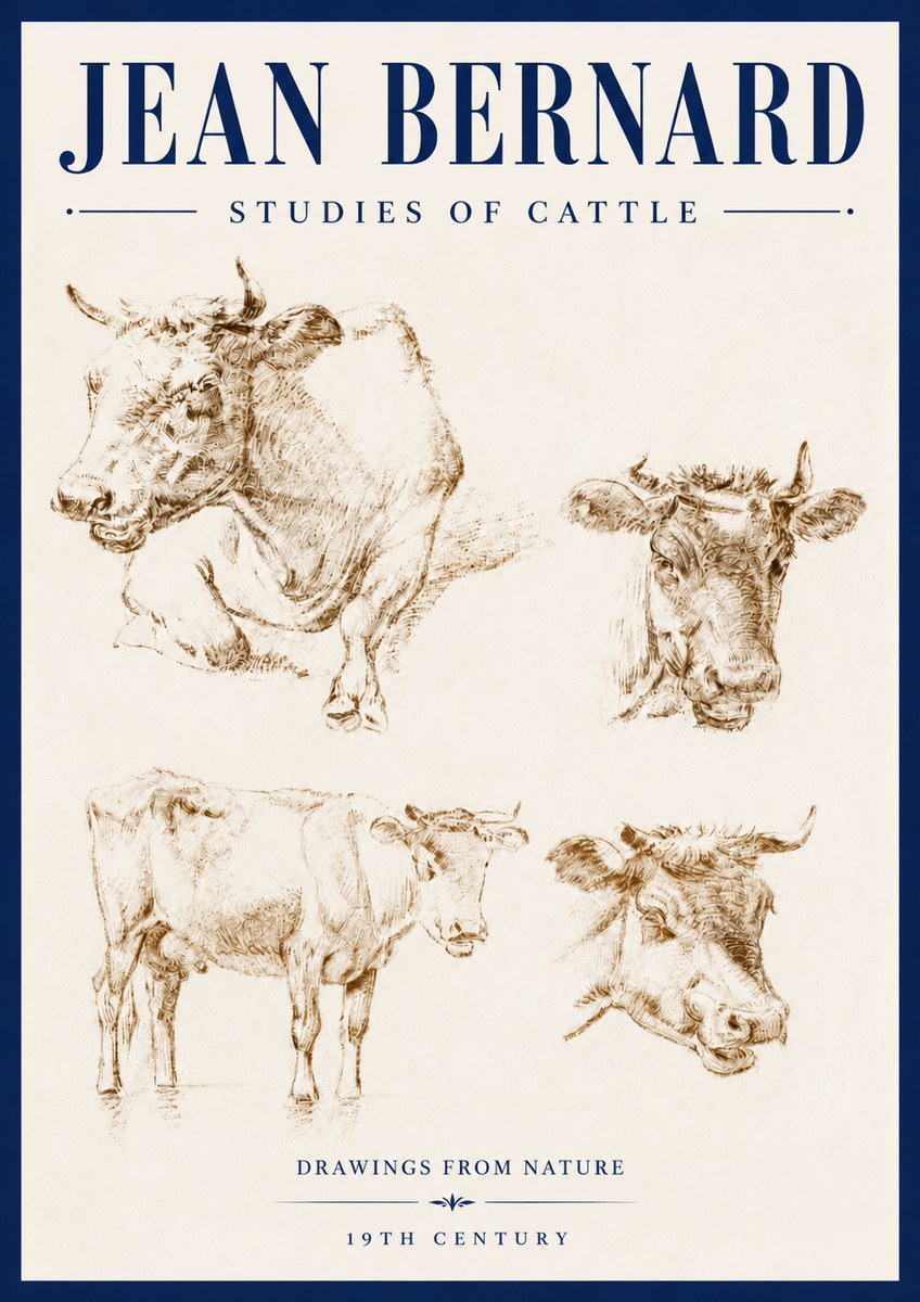 Jean Bernard Studies of Cattle II No4 - Plakát