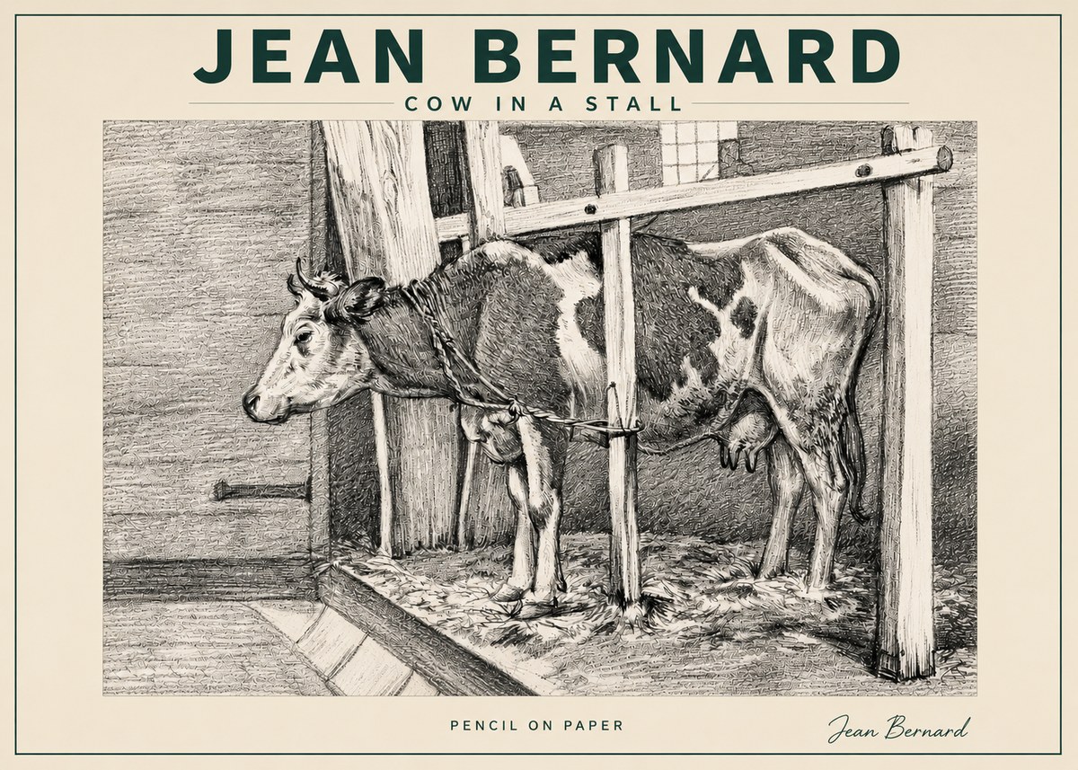 Jean Bernard Cow in a Stall No3 - Plakát