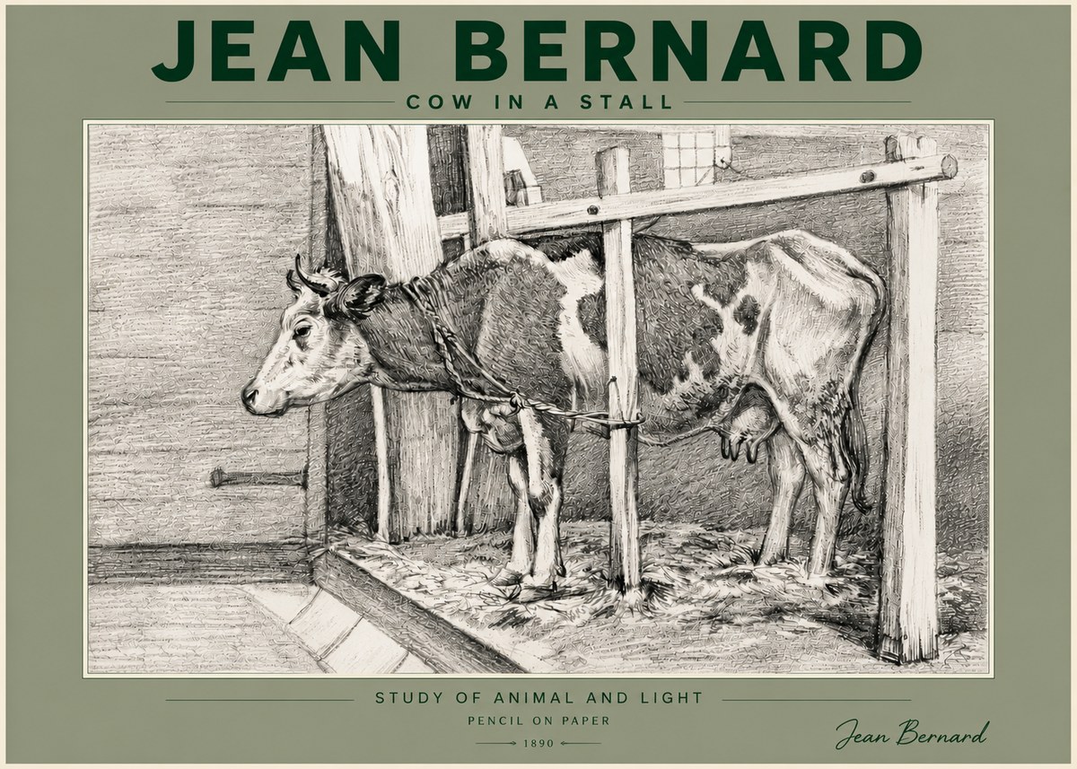 Jean Bernard Cow in a Stall No5 - Plakát