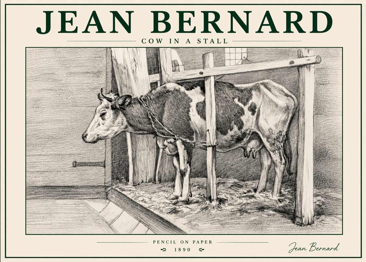 Jean Bernard Cow in a Stall No6 - Plakát