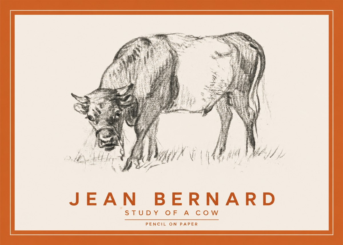 Jean Bernard Study of a Cow II No2 - Plakát