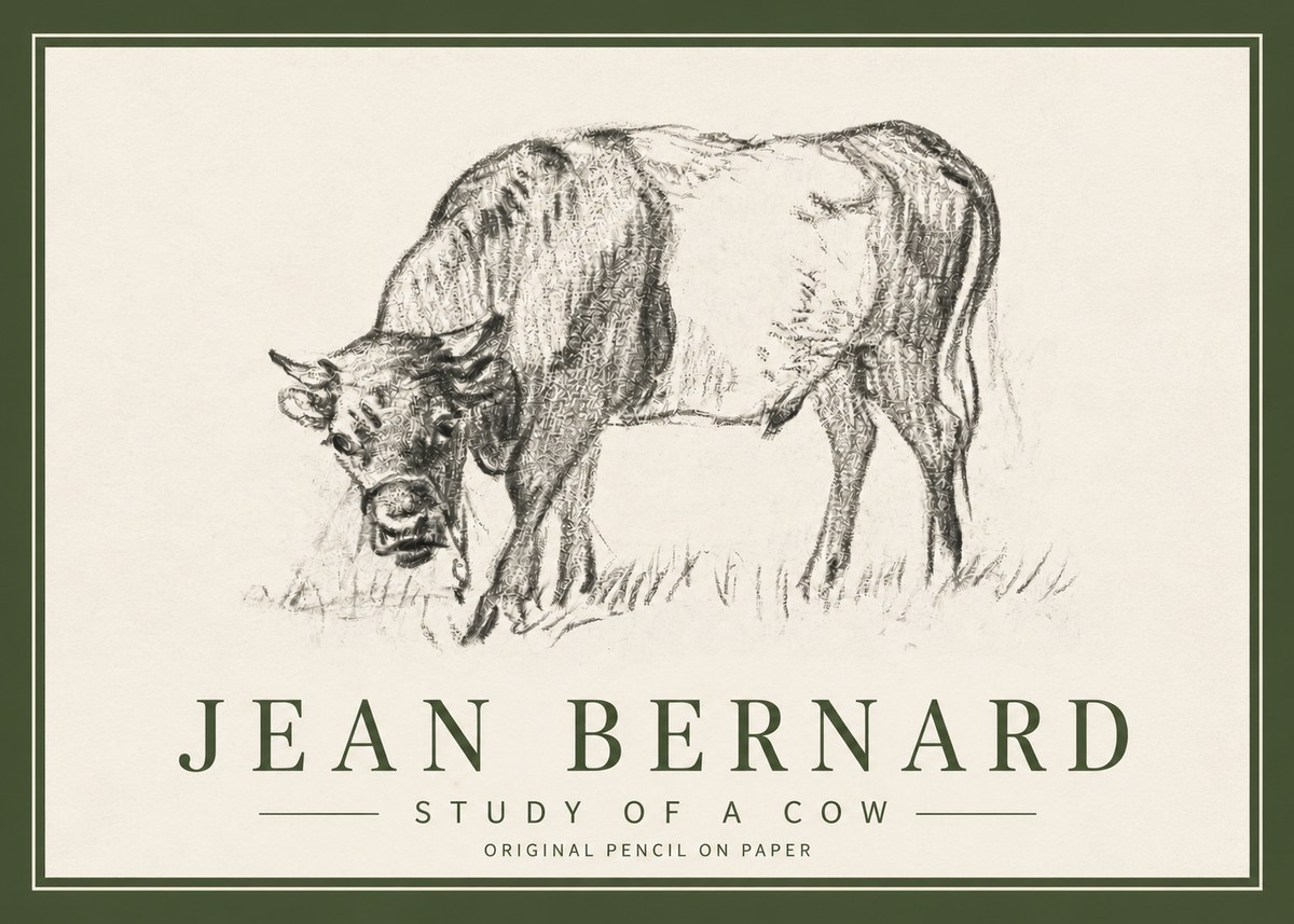 Jean Bernard Study of a Cow II No3 - Plakát