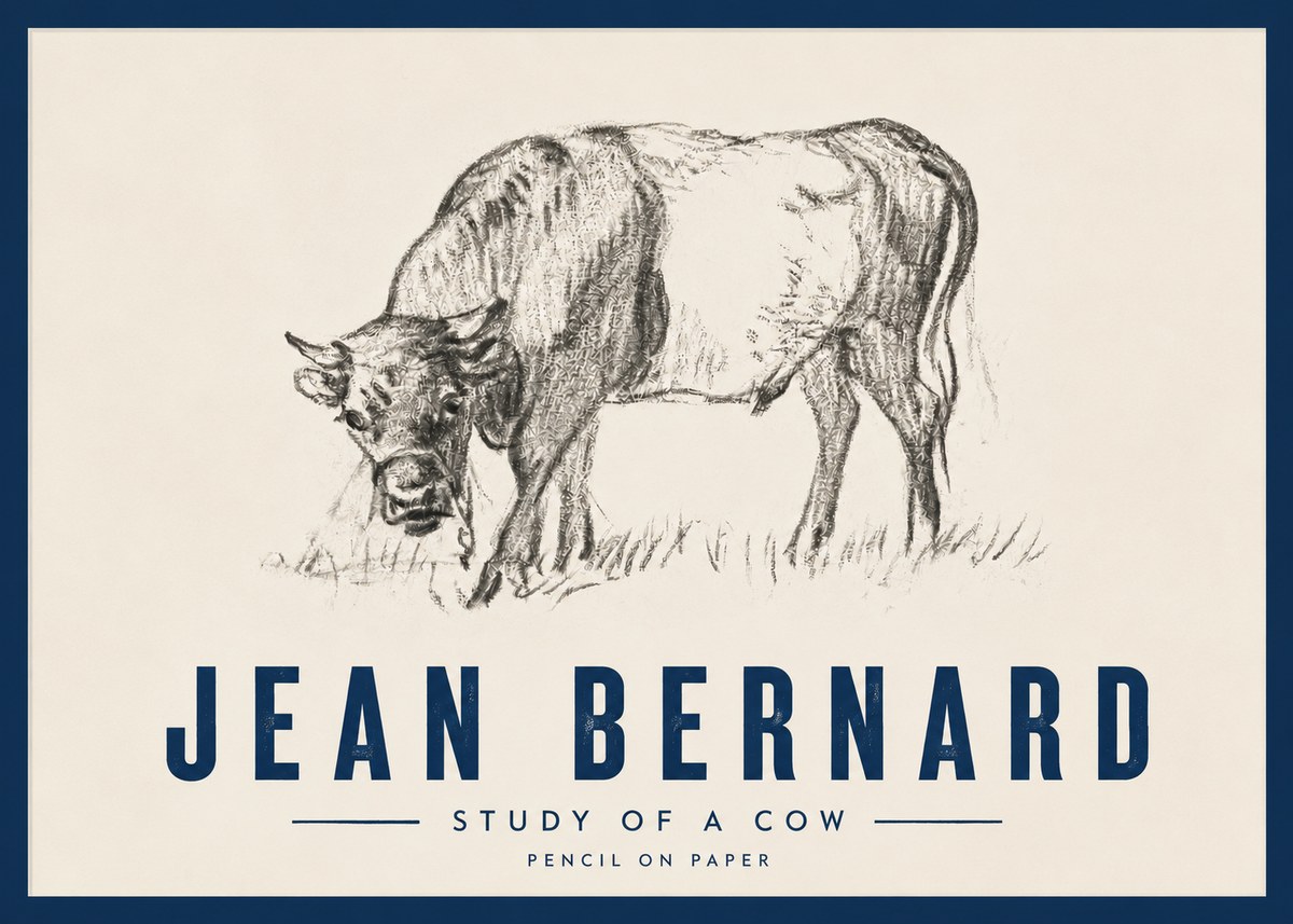 Jean Bernard Study of a Cow II No4 - Plakát