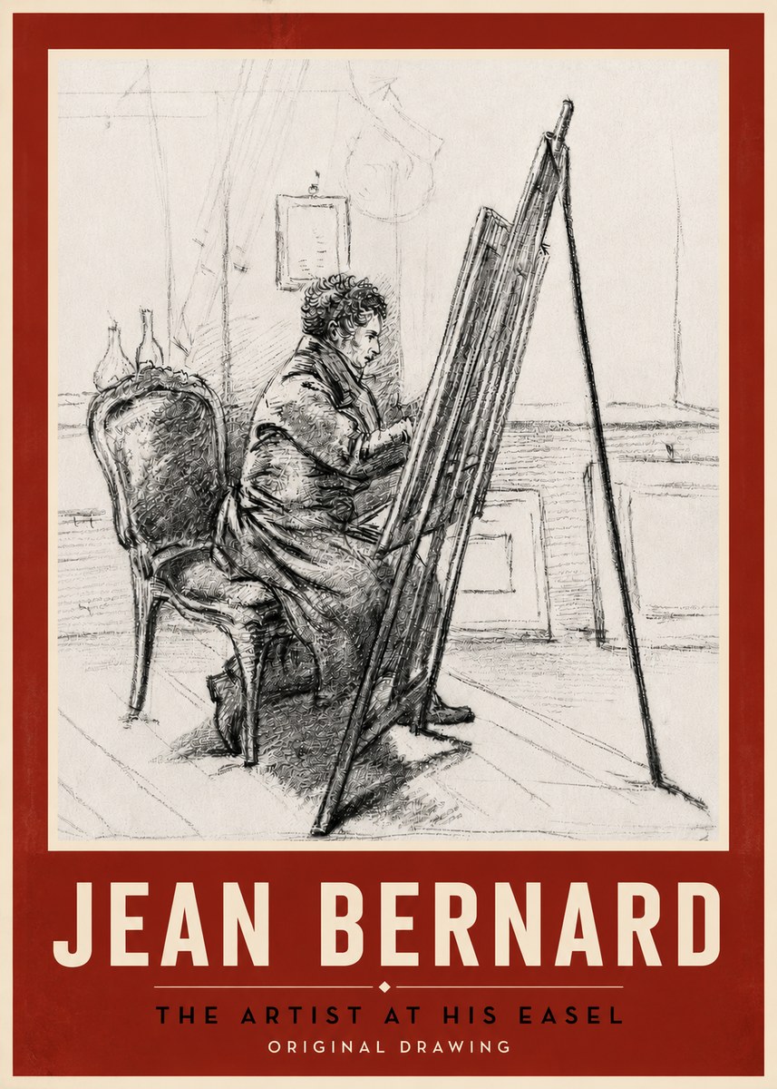 Jean Bernard The Artist at His Easel No5 - Plakát