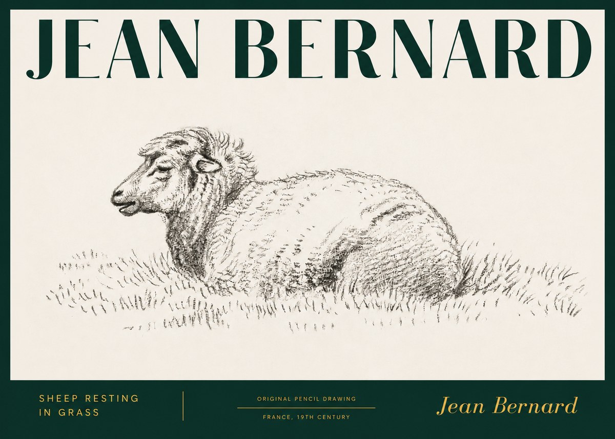 Jean Bernard Sheep Resting in Grass No3 - Plakát