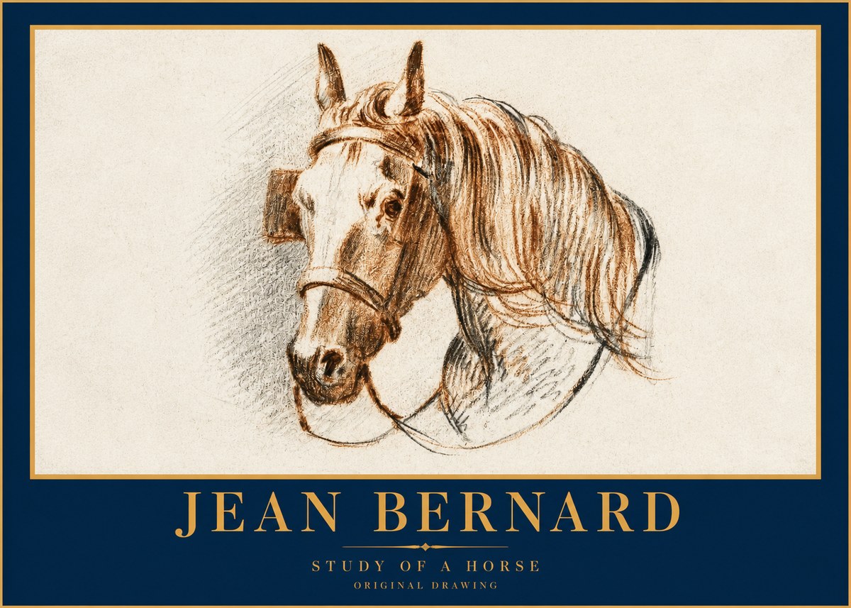 Jean Bernard Study of a Horse V No2 - Plakát
