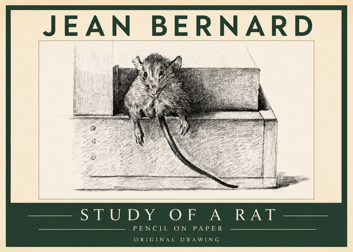 Jean Bernard Study of a Rat I No3 - Plakát