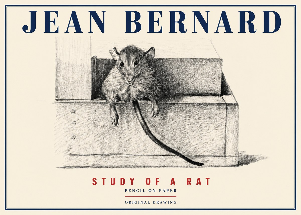 Jean Bernard Study of a Rat I No4 - Plakát