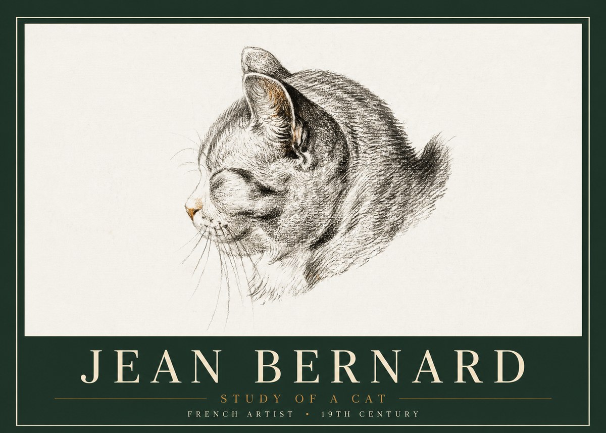 Jean Bernard Study of a Cat I No4 - Plakát