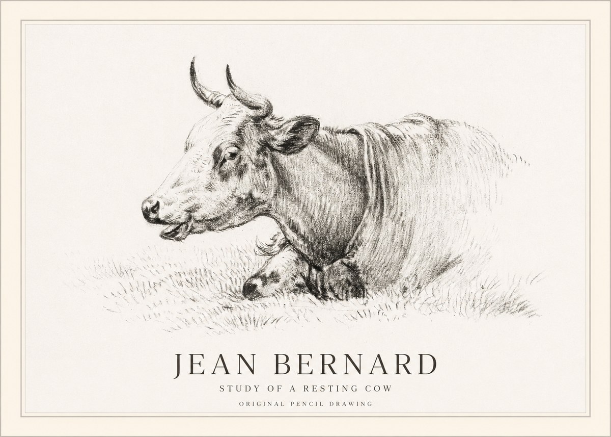 Jean Bernard Study of a Resting Cow IV No1 - Plakát