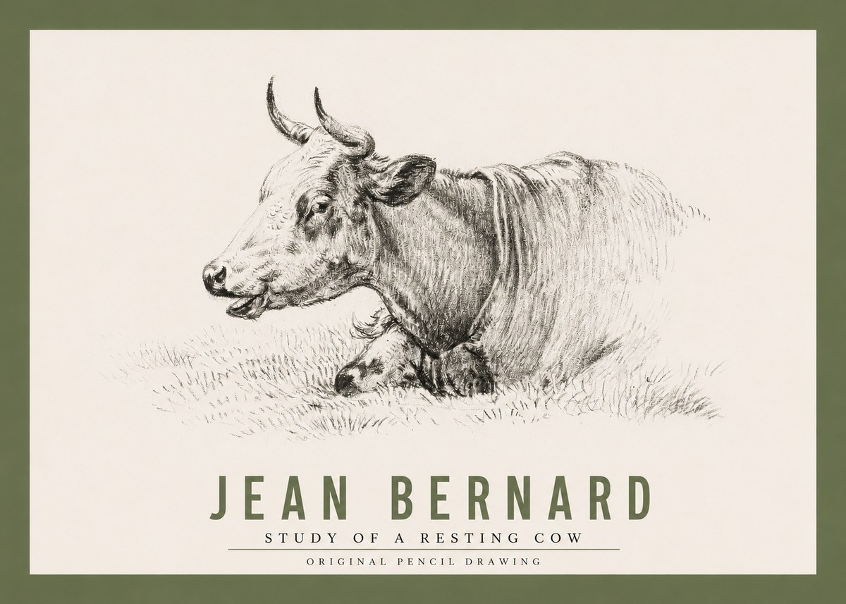 Jean Bernard Study of a Resting Cow IV No2 - Plakát