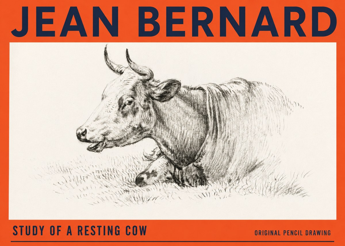 Jean Bernard Study of a Resting Cow IV No3 - Plakát