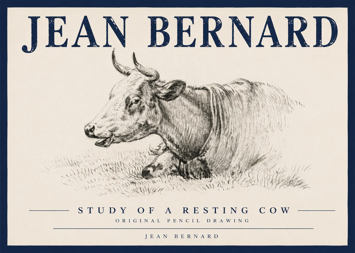 Jean Bernard Study of a Resting Cow IV No4 - Plakát