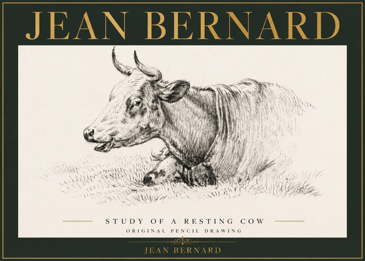 Jean Bernard Study of a Resting Cow IV No5 - Plakát