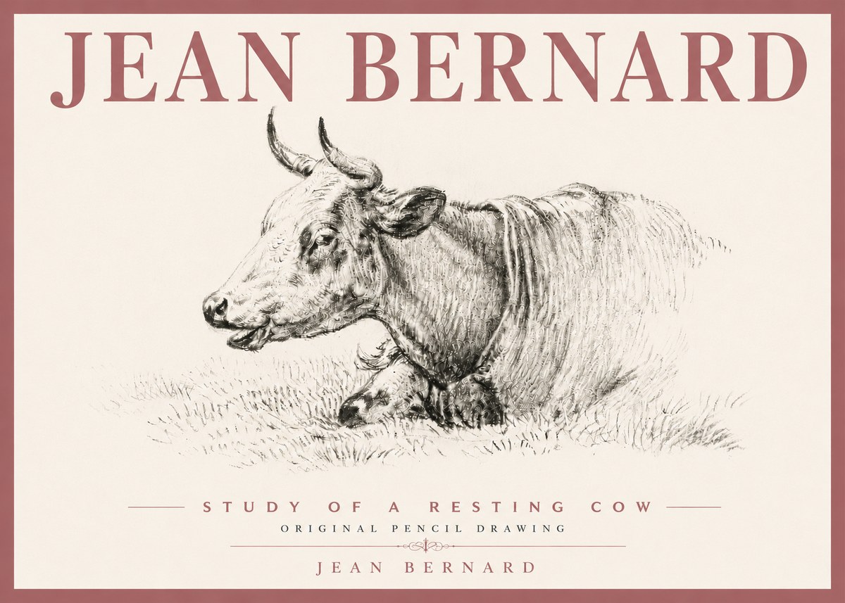 Jean Bernard Study of a Resting Cow IV No6 - Plakát