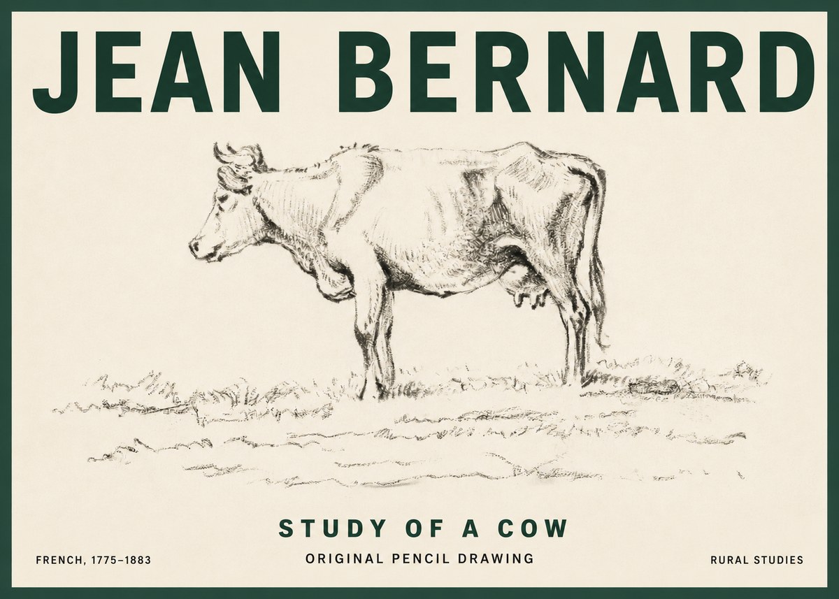 Jean Bernard Study of a Cow III No3 - Plakát