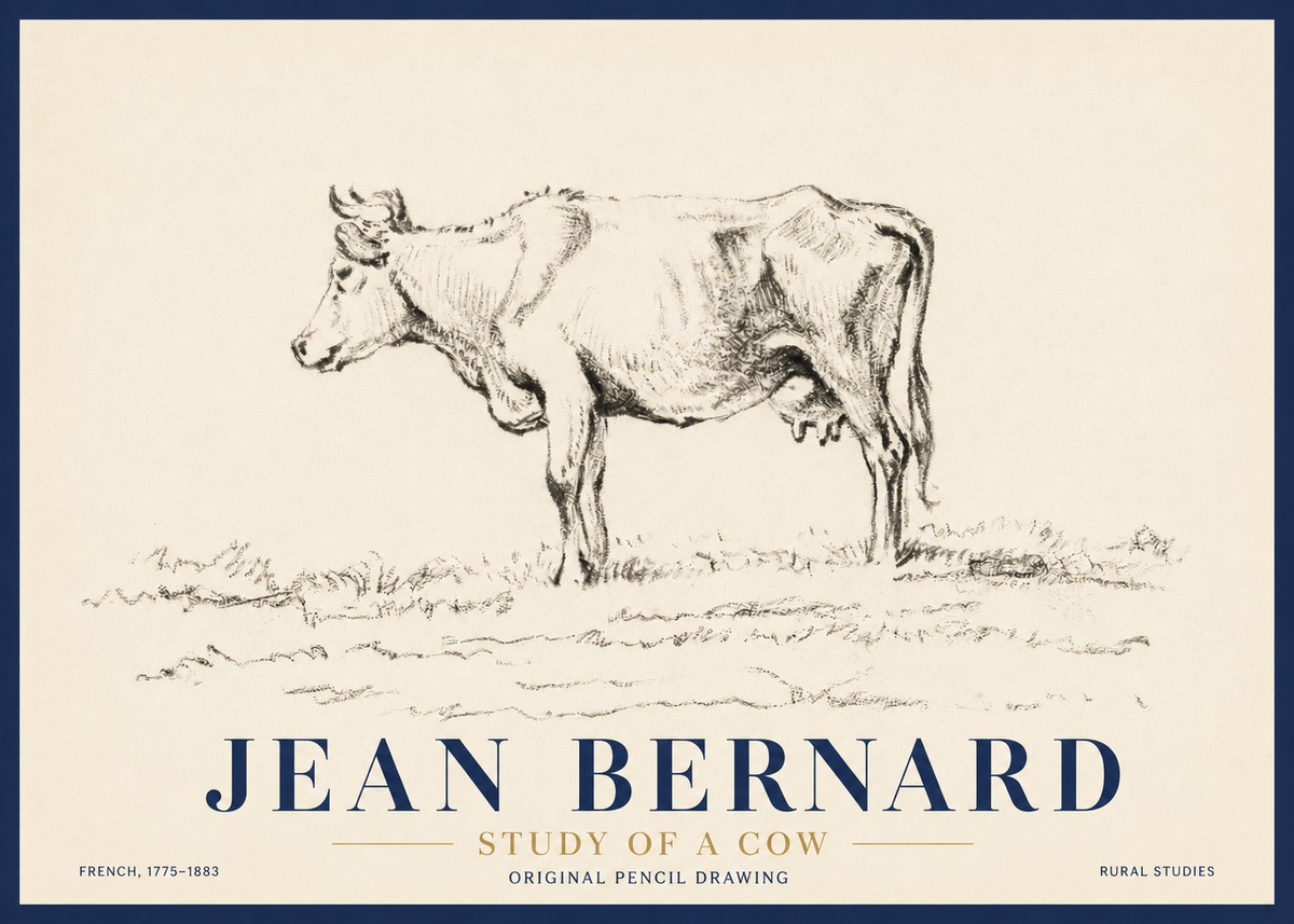 Jean Bernard Study of a Cow III No4 - Plakát