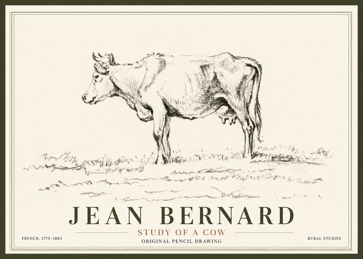 Jean Bernard Study of a Cow III No5 - Plakát