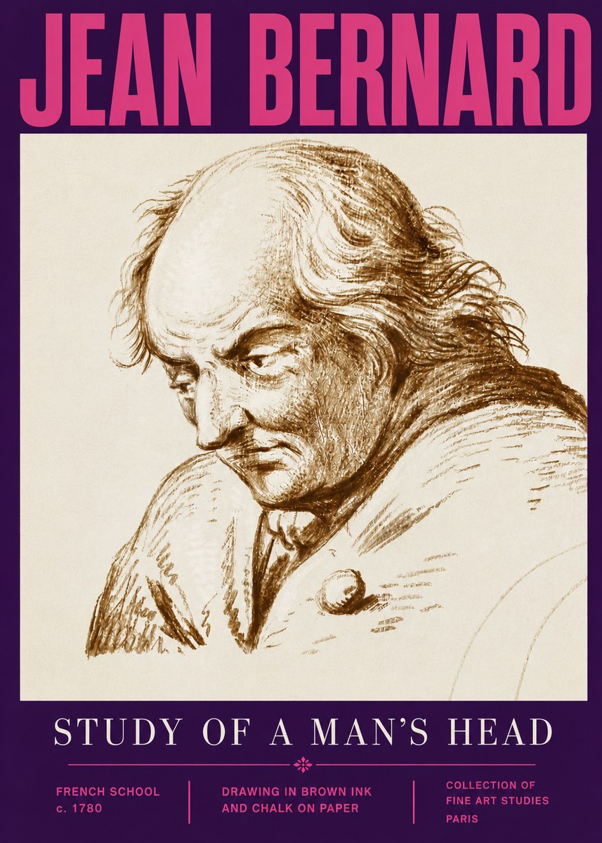 Jean Bernard Study of a Man's Head No5 - Plakát