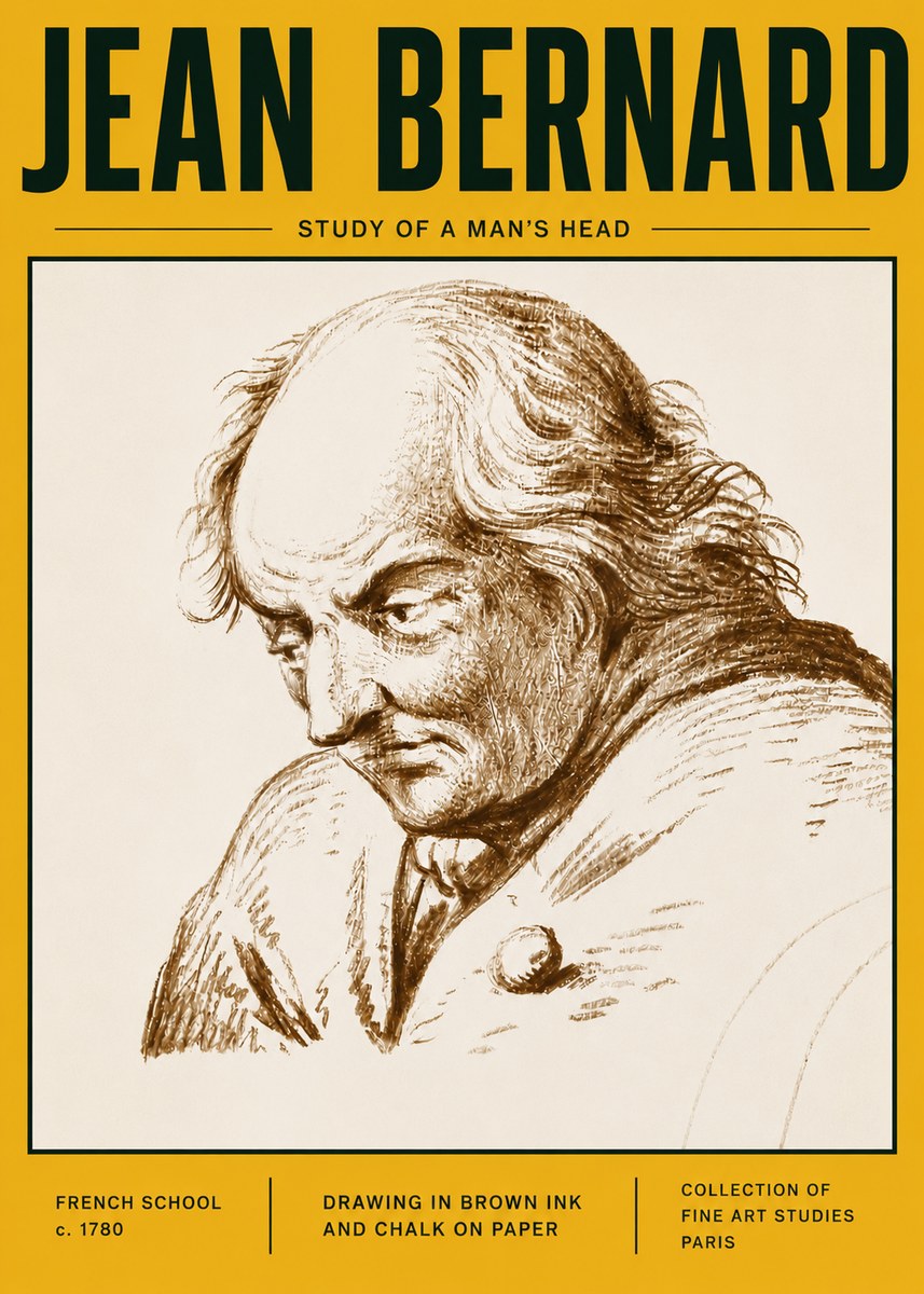 Jean Bernard Study of a Man's Head No6 - Plakát
