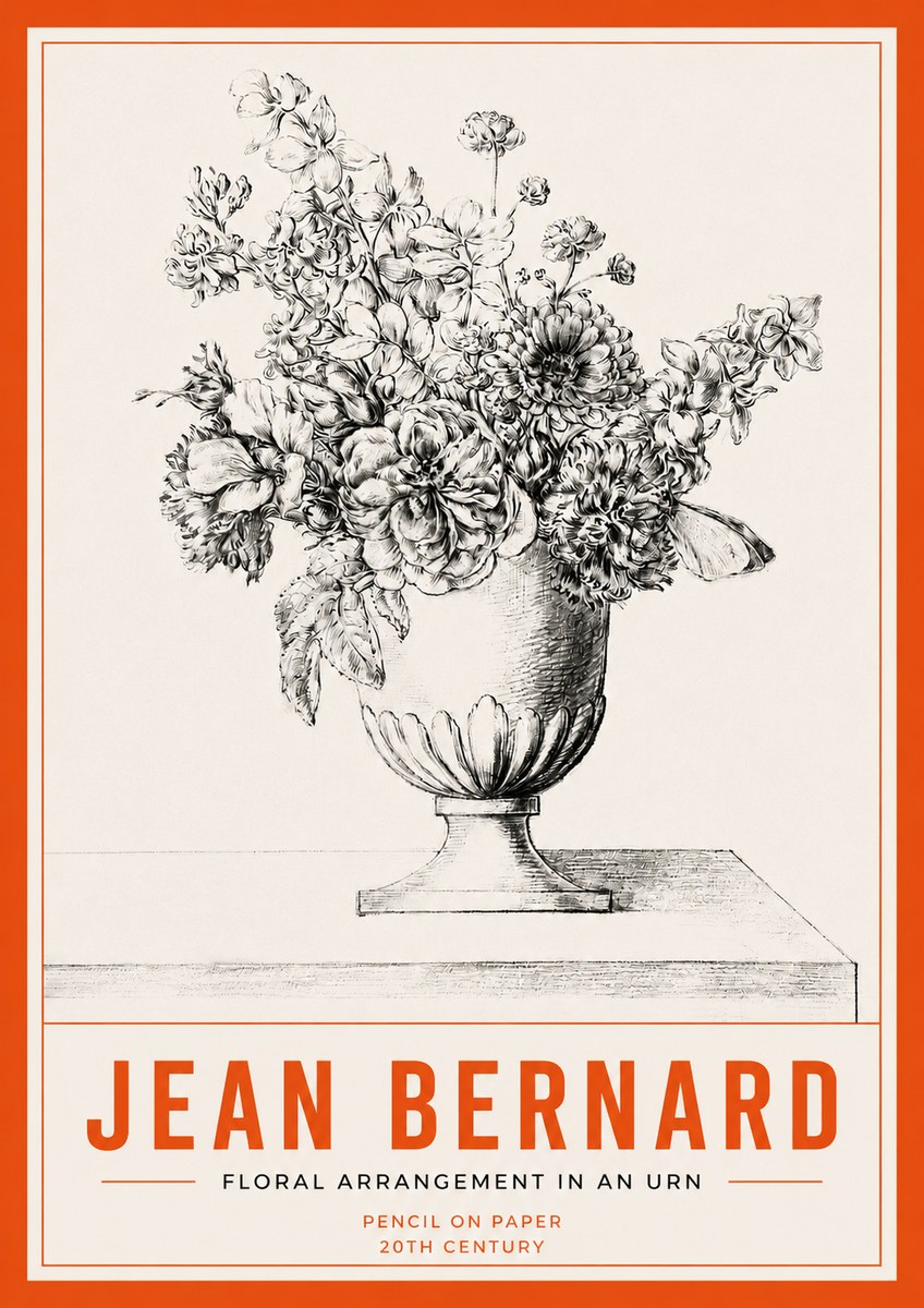 Jean Bernard Floral Arrangement in an Urn No3 - Plakát