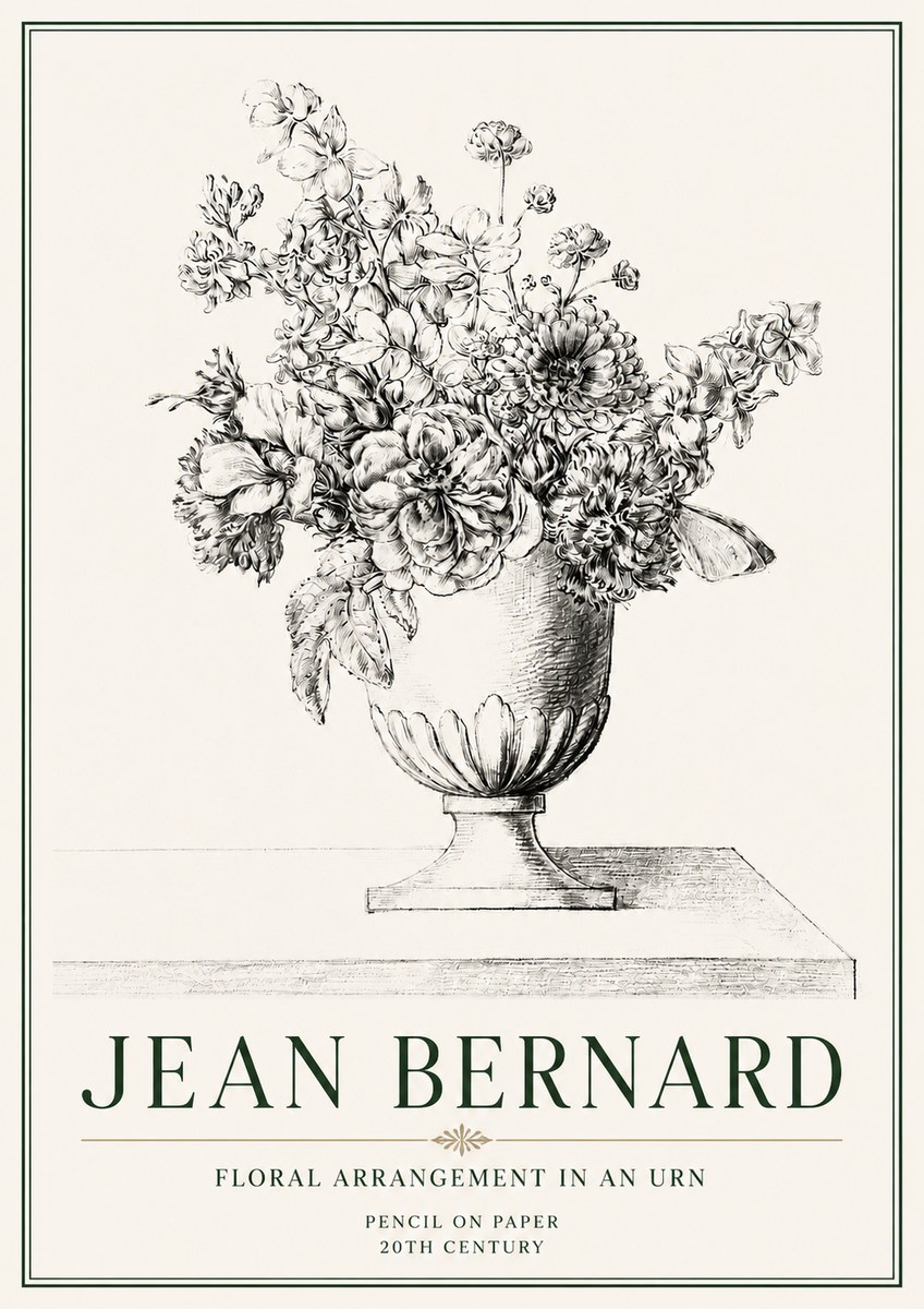 Jean Bernard Floral Arrangement in an Urn No4 - Plakát