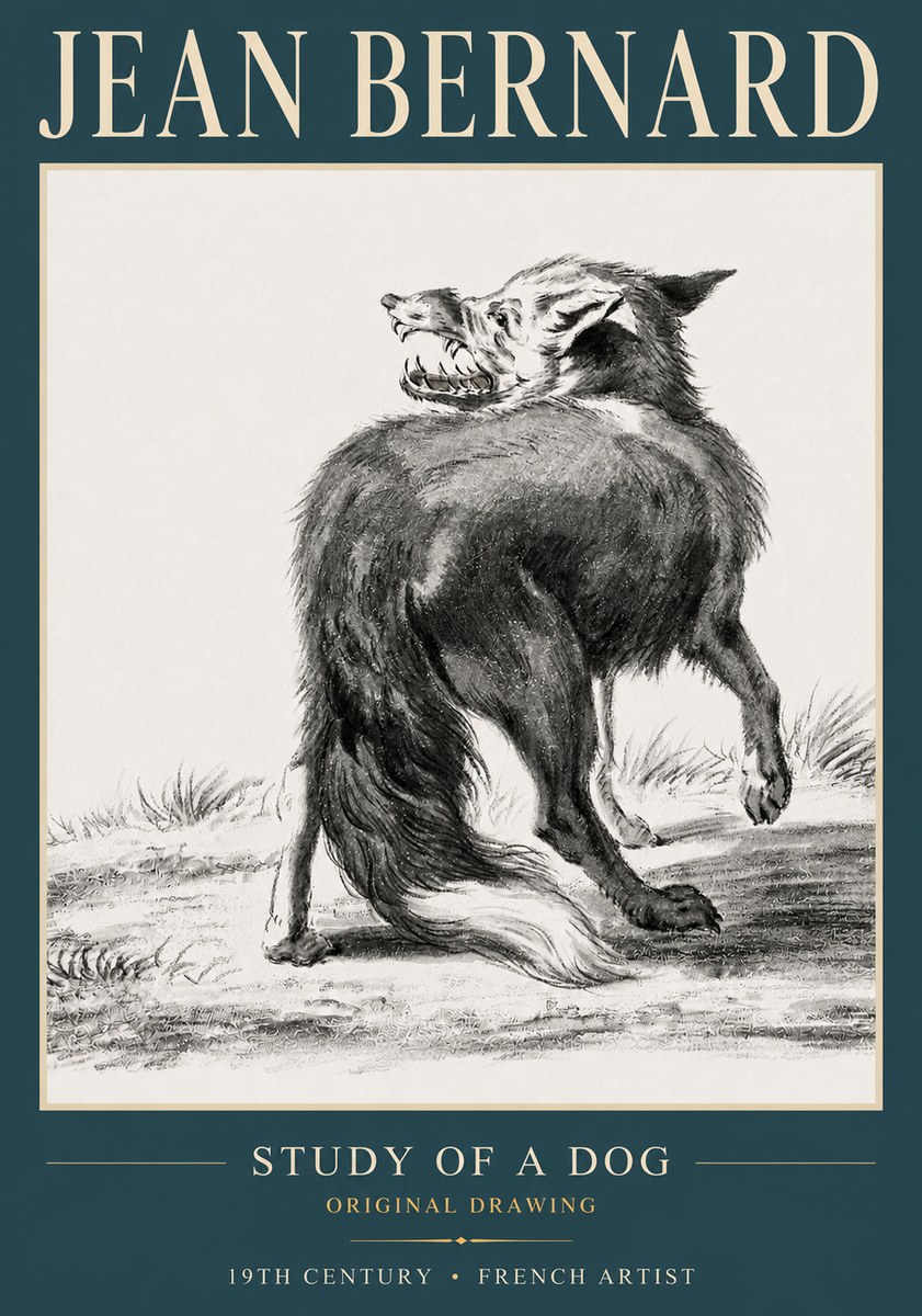Jean Bernard Study of a Dog II No3 - Plakát