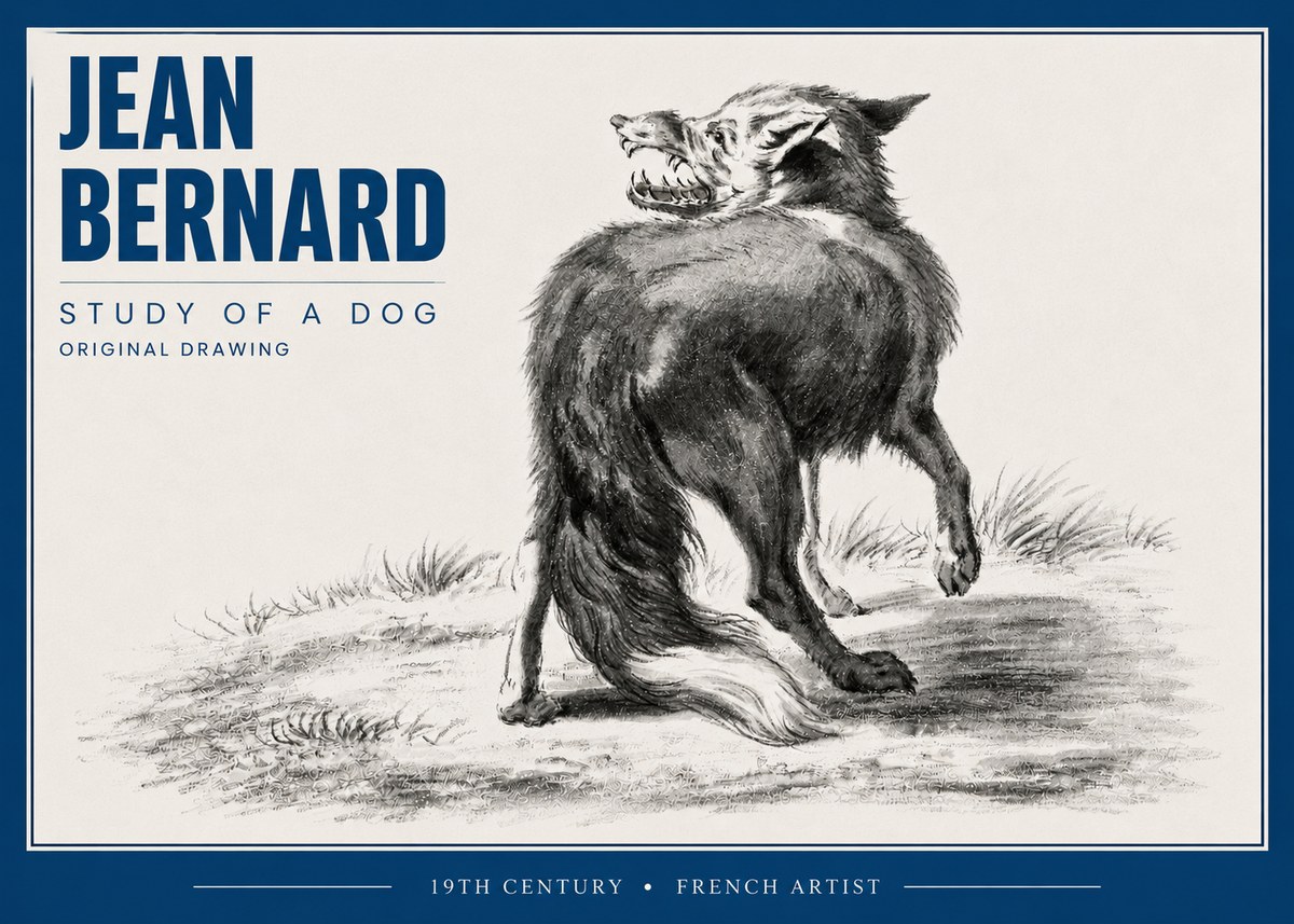 Jean Bernard Study of a Dog II No4 - Plakát