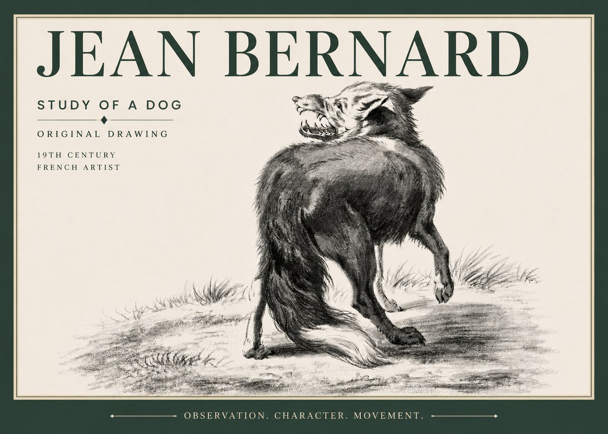 Jean Bernard Study of a Dog II No6 - Plakát
