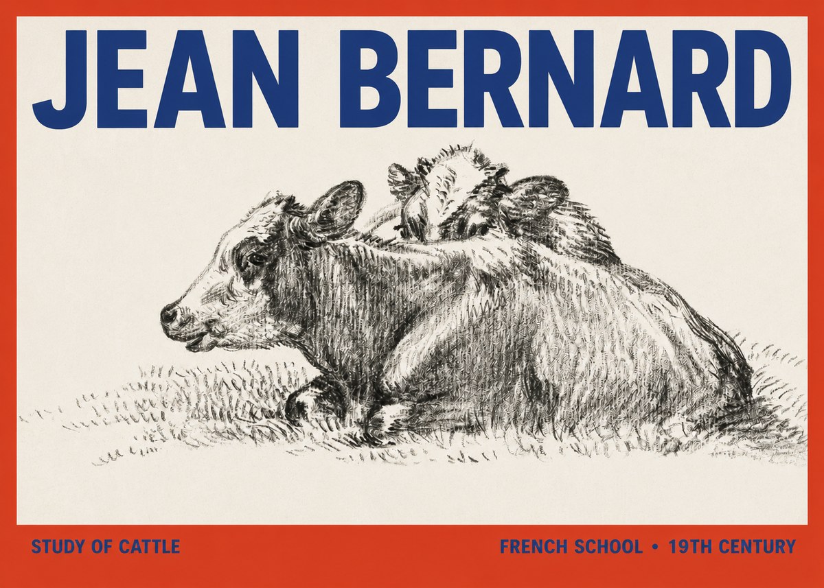 Jean Bernard Study of Cows No3 - Plakát