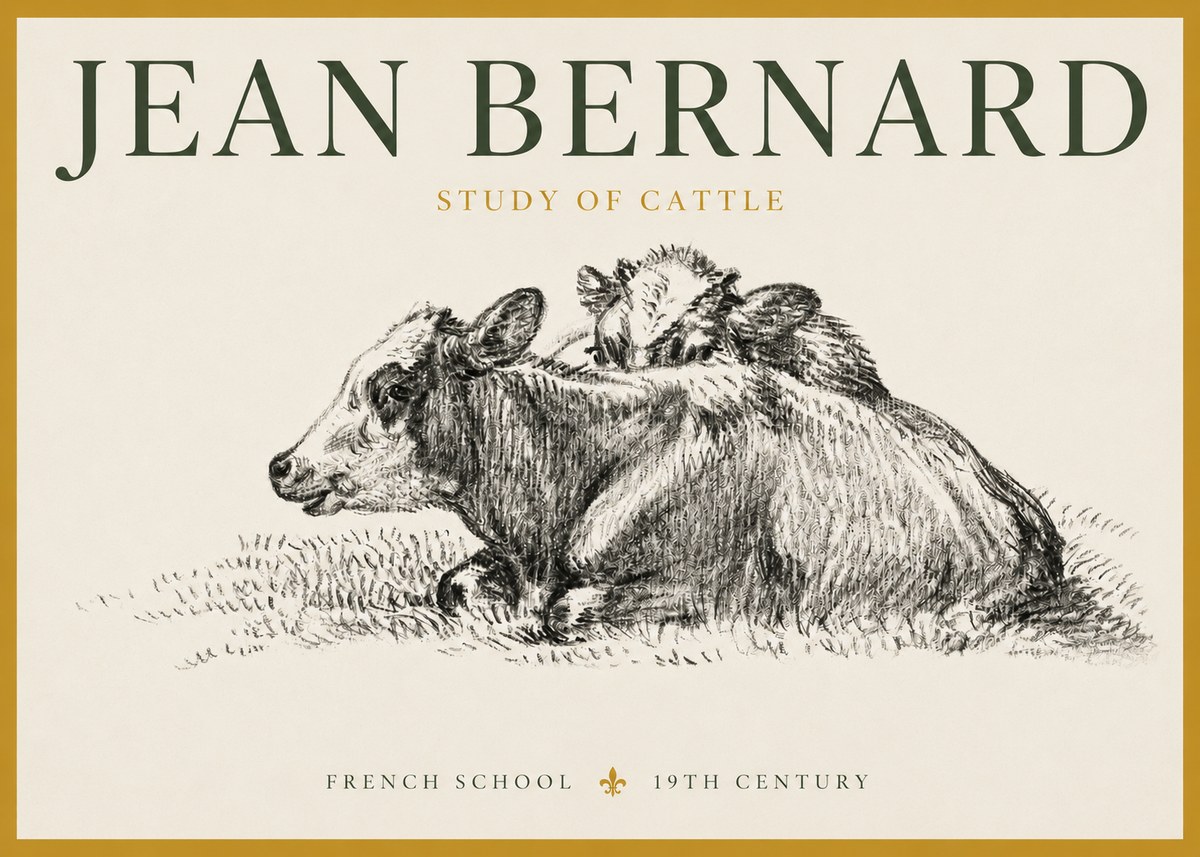 Jean Bernard Study of Cows No4 - Plakát